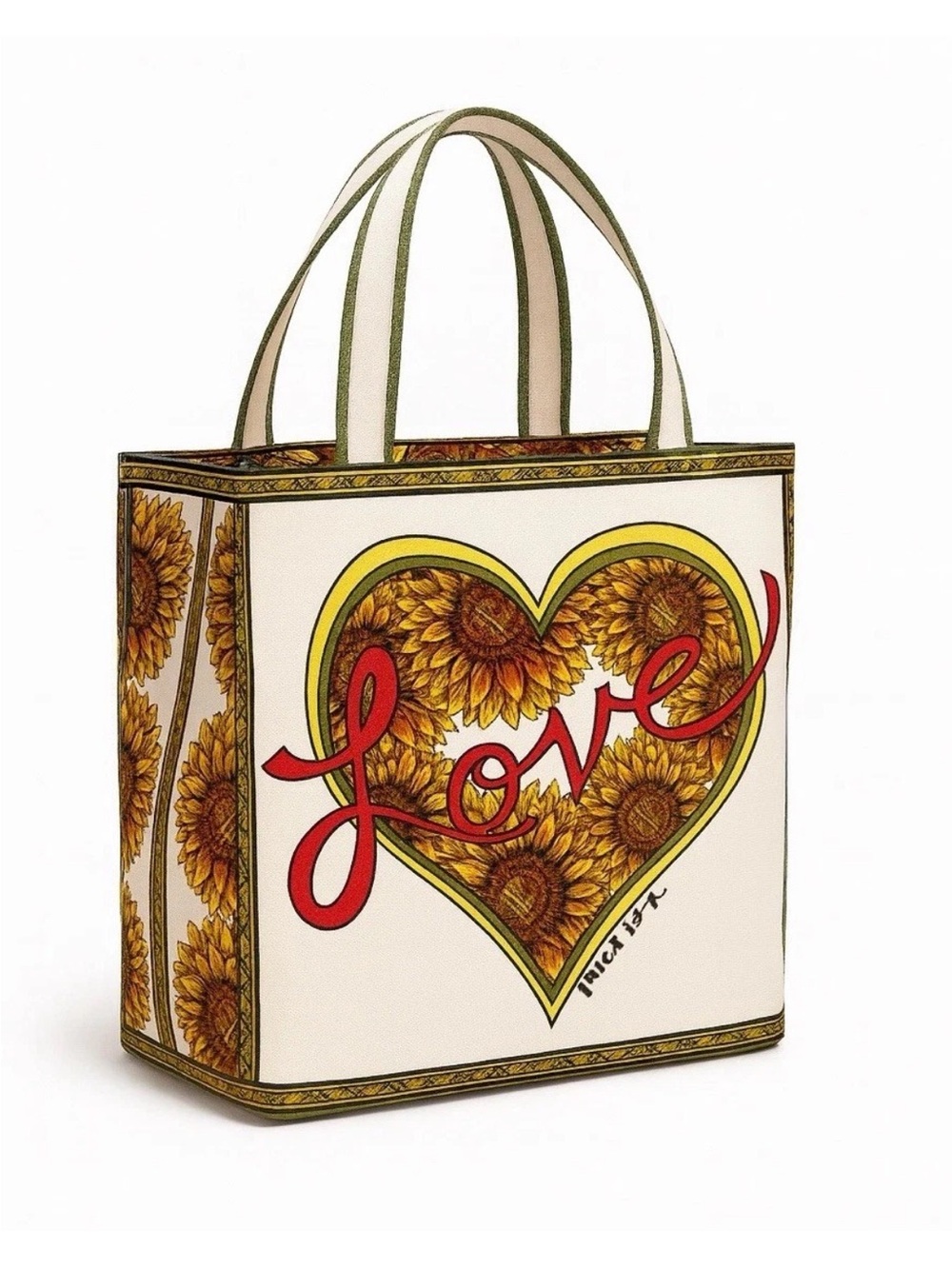 New Brighton "Something Wonderful" sunflower and heart canvas tote bag sealed